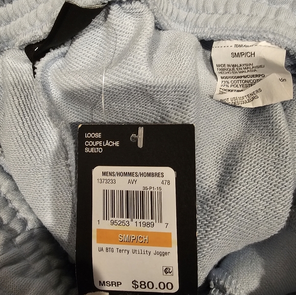 Under Armour Joggers Mens Small UA Heavyweight Terry Utility Blue 1373233 478 - Picture 5 of 5